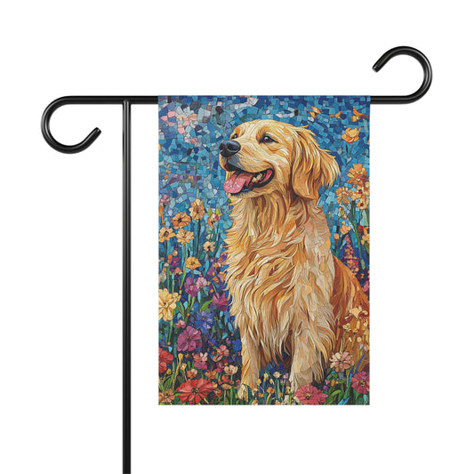 Golden Retriever Garden Flag, Spring & Summer Floral Dog Garden Flag, Watercolor Dog Flag, Double Sided Garden Flag