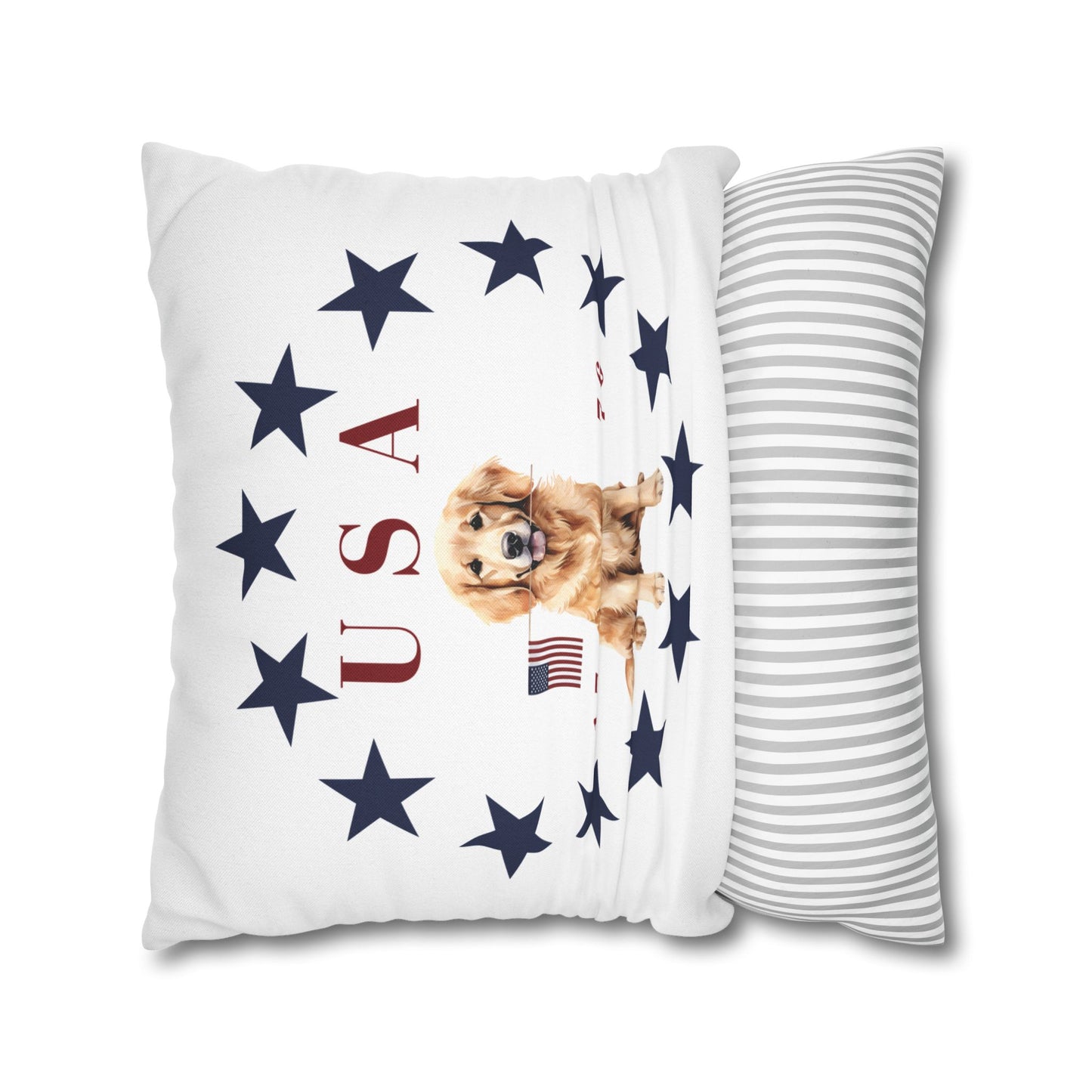 Double Sided Patriotic Golden Retriever Dog with 2 Different Summer Graphics
