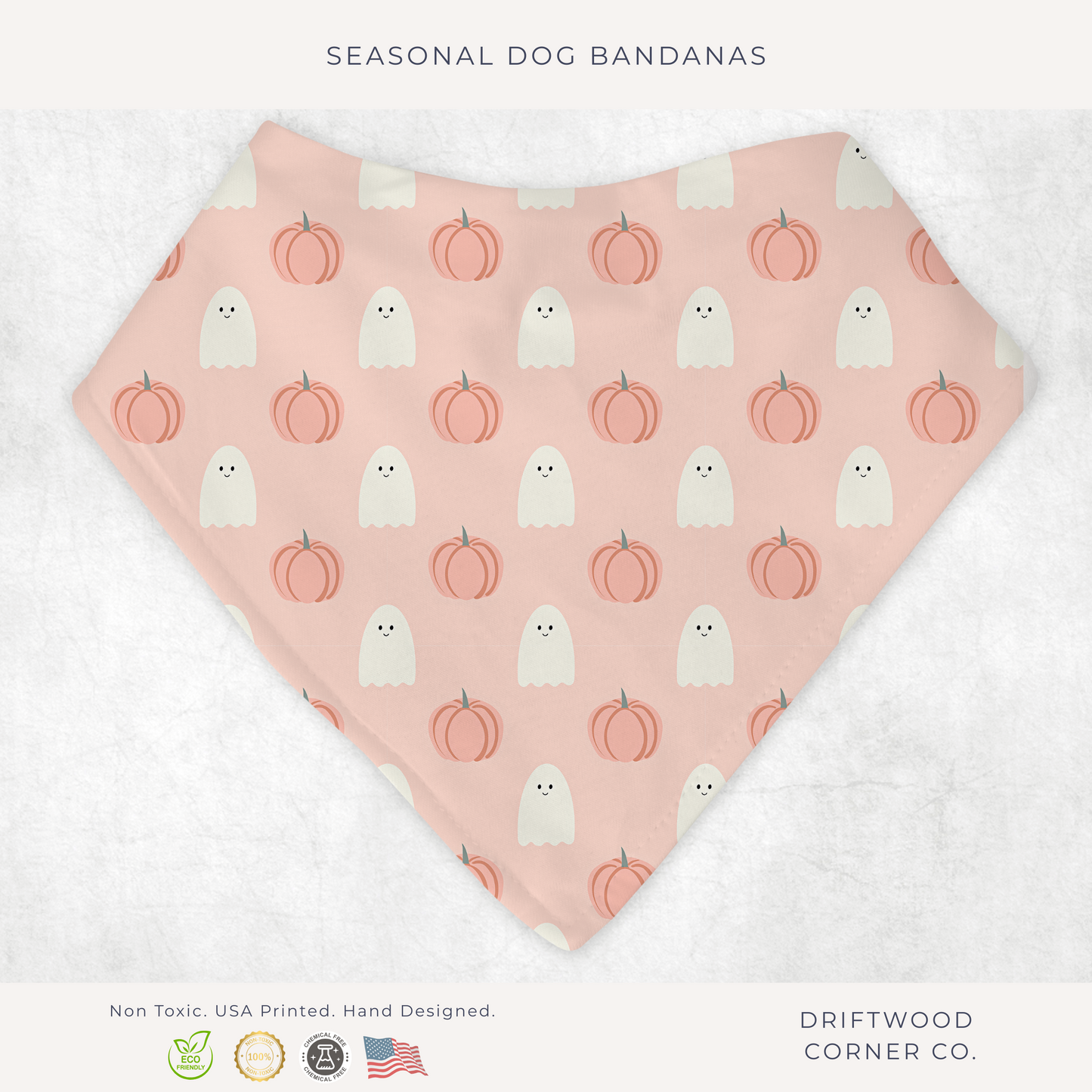 Peach Ghosts & Pumpkins Dog Bandana