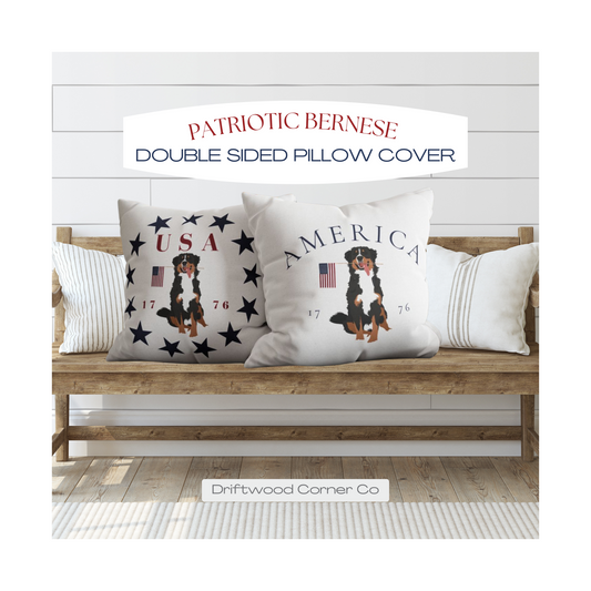 Double Sided Patriotic Bernese Mountain Dog with 2 Different Summer Graphics