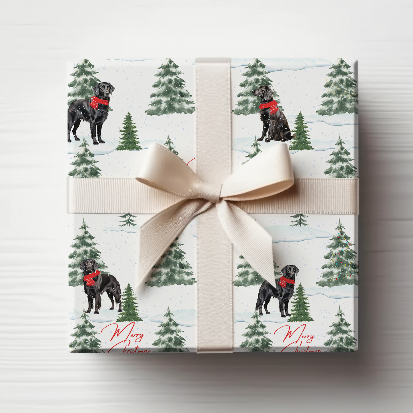 Flat Coated Labrador Retriever Christmas Wrapping