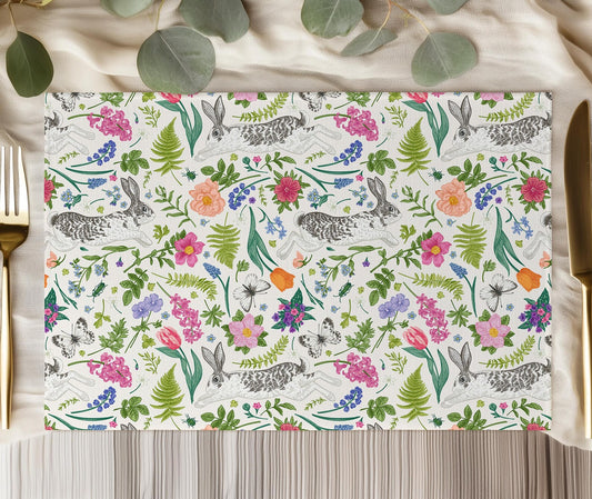 Colorful Spring Rabbits Dining Placemat