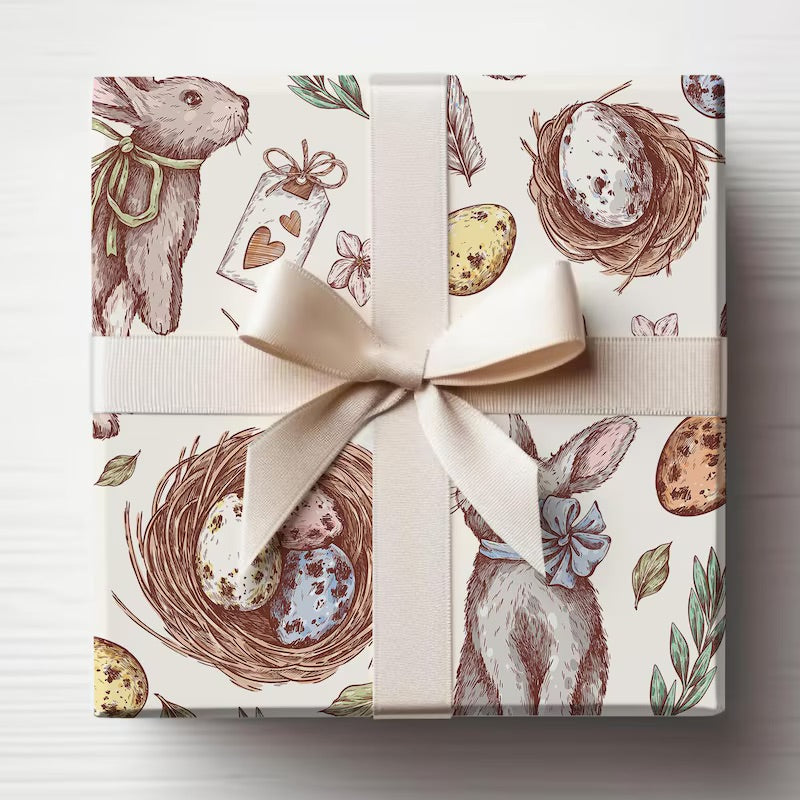 Colorful Easter Sketch Wrapping Paper, Adorable Bunnies Gift Wrap, Wrapping Paper, Easter Gift, Easter Basket, Easter Rabbit