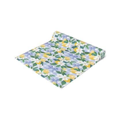 Summer Lemons and Blue Ribbon Coquette Table Runner
