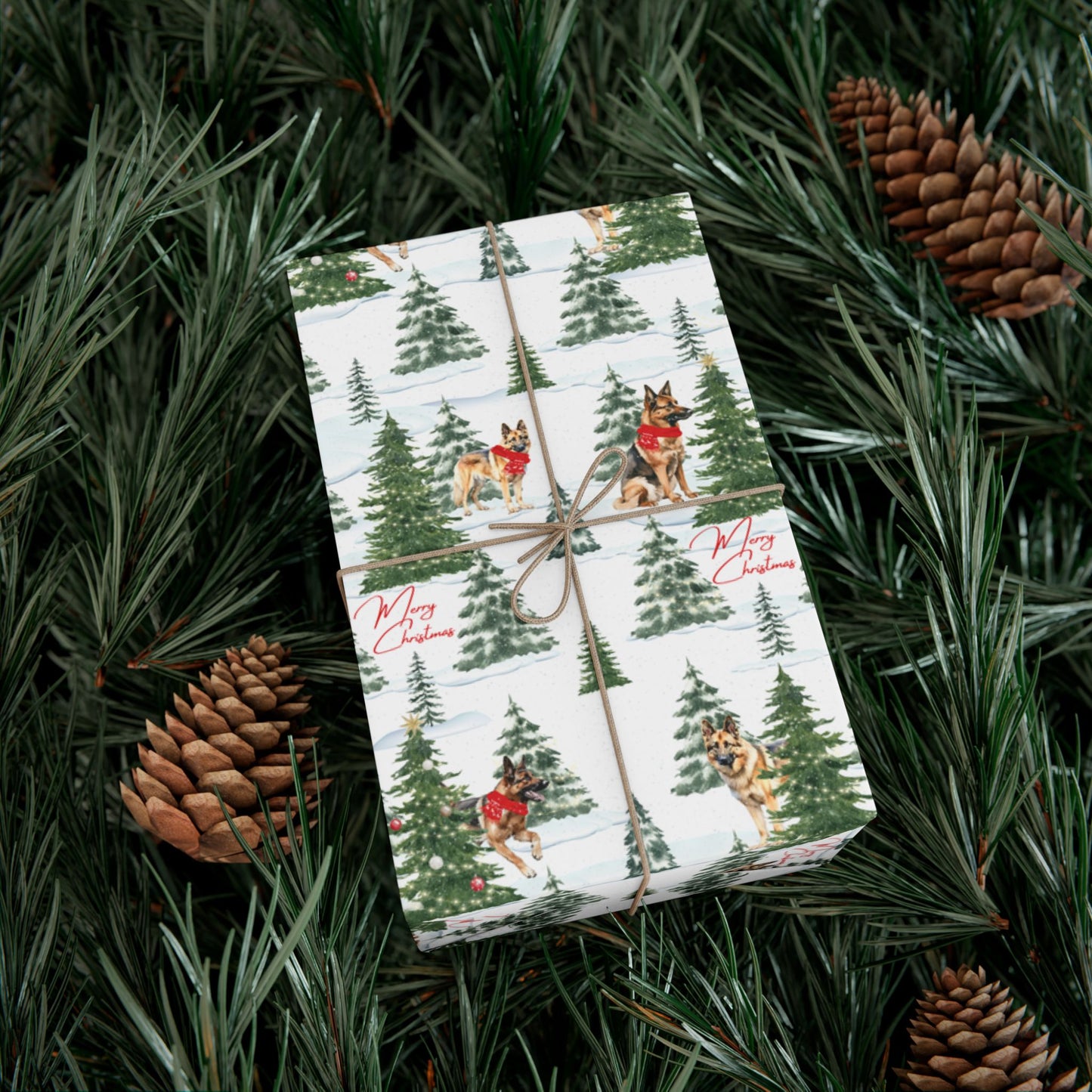 Snowy German Shepherd Christmas Wrapping Paper