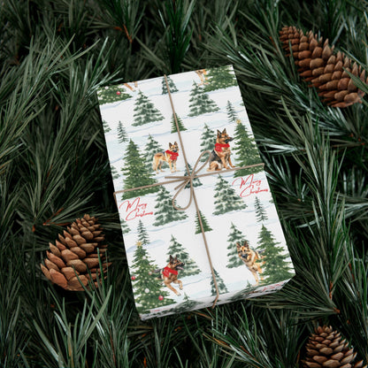 Snowy German Shepherd Christmas Wrapping Paper