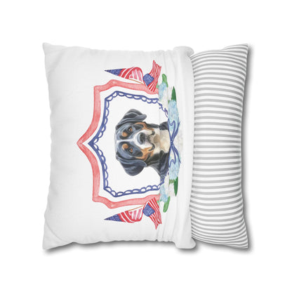 Summer Swissy in the USA, Greater Swiss Mountain Dog Pillow Cover, Hand Drawn, Double-Sided Graphics, Swissy, GSMD