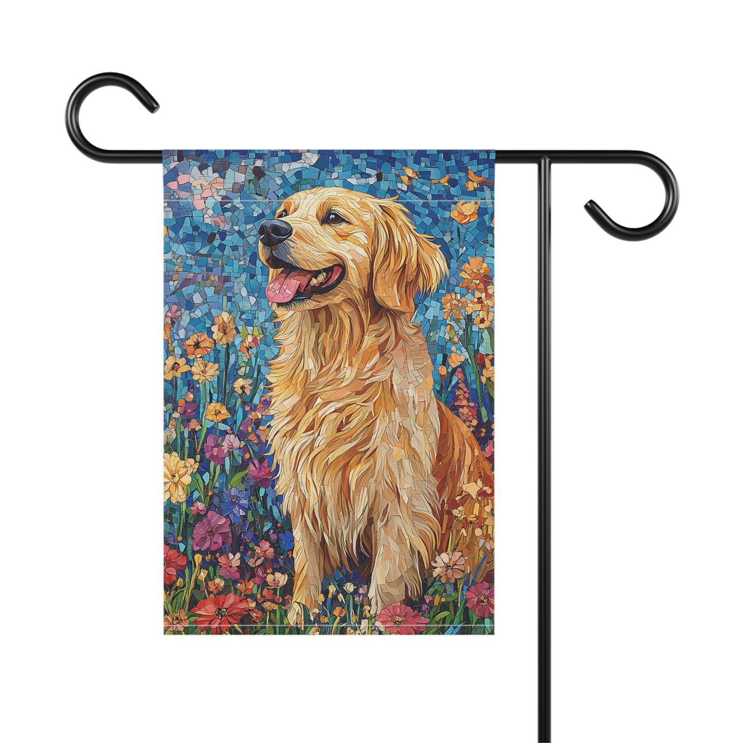 Golden Retriever Garden Flag, Spring & Summer Floral Dog Garden Flag, Watercolor Dog Flag, Double Sided Garden Flag