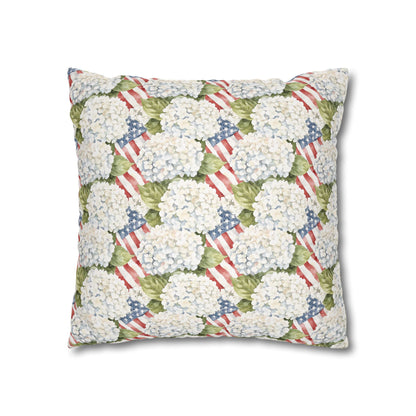 Patriotic Hydrangea Pillow Cover, 4th of July Pillow Cover, Farmhouse Summer Decor