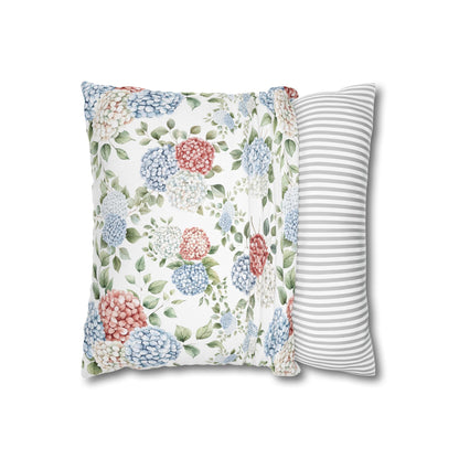 Watercolor Patriotic Hydrangea Pillow Cover, 4th of July Pillow Cover, Farmhouse Summer Decor