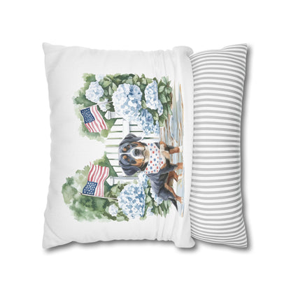 Patriotic Summer Greater Swiss Mountain Dog Pillow Cover, Hand Drawn, Double-Sided Graphics, Swissy, GSMD