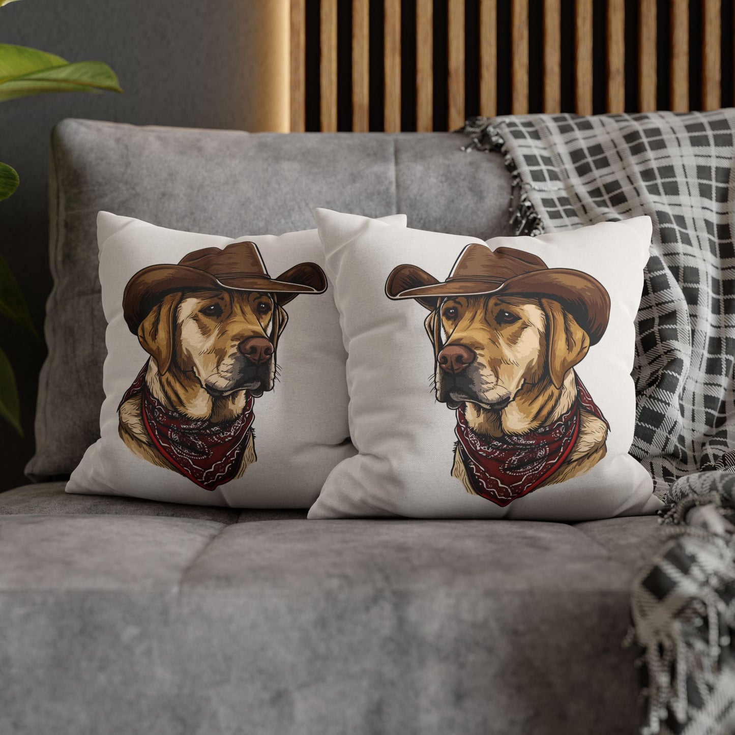 Yellow Labrador Retriever, Western Cowboy, Double Sided Pillow Cover