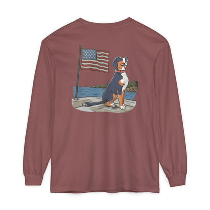 2025 New Summer Swissy Unisex *Long Sleeve* Comfort Colors Brand Shirt, Greater Swiss Mountain Dog Flag Shirt, Cartoon Swissy Character