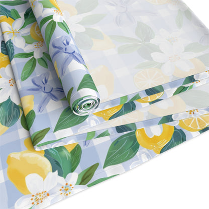 Summer Lemons and Blue Ribbon Coquette Table Runner