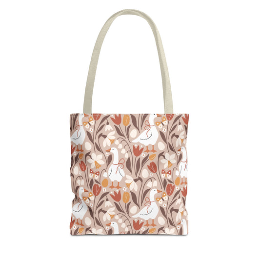 Autumn Goose Meadow Fall Harvest Tote Bag, Reusable Shopping Bag, Golden Farm Market Tote, Autumn Floral Market Tote