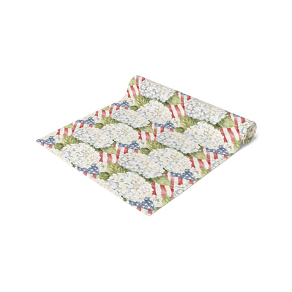 Patriotic Hydrangea Summer Table Runner