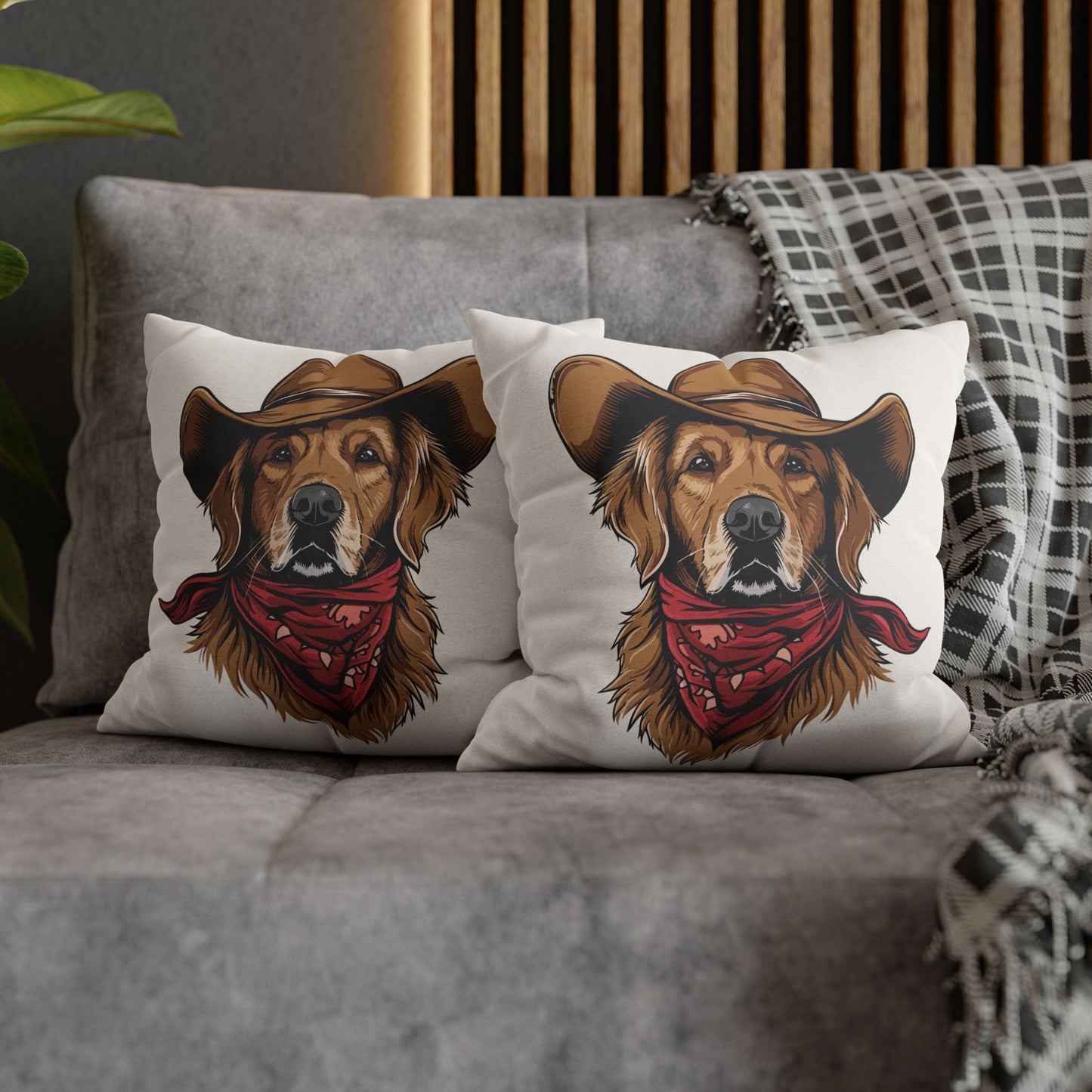 Golden Retriever, Western Cowboy, Double Sided Pillow Cover