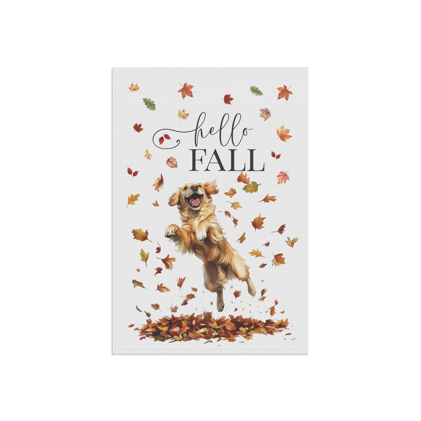 Hello Fall Golden Retriever Garden Flag