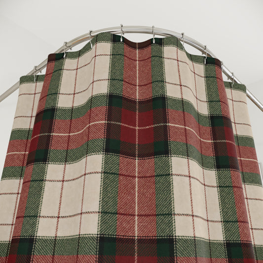 Christmas Vintage Tartan Plaid Shower Curtain, Christmas Home Decor, Holiday Home, Ralph Lauren Inspired