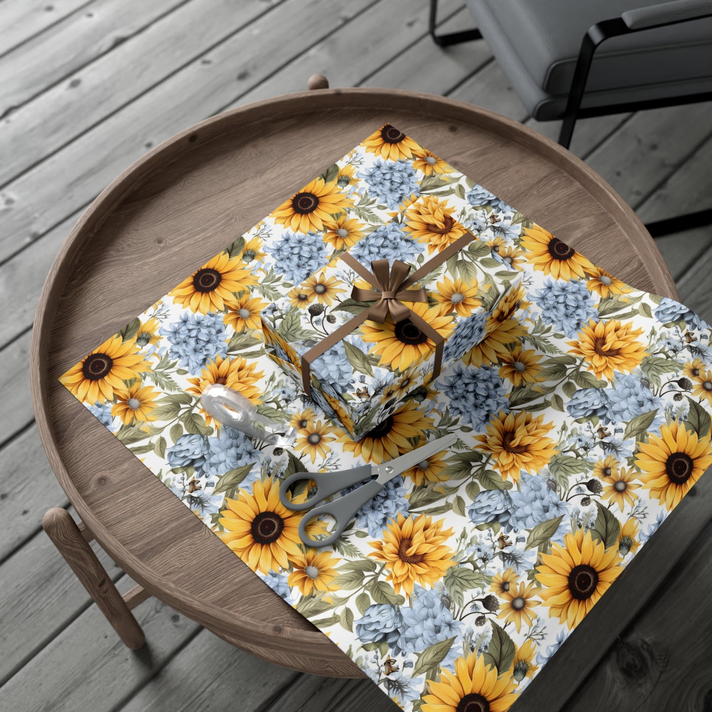 Sunflower Autumn Harvest Farmhouse Wrapping Paper, Gift Wrap