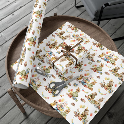 Vintage Rabbit and Animals Birthday Wrapping Paper