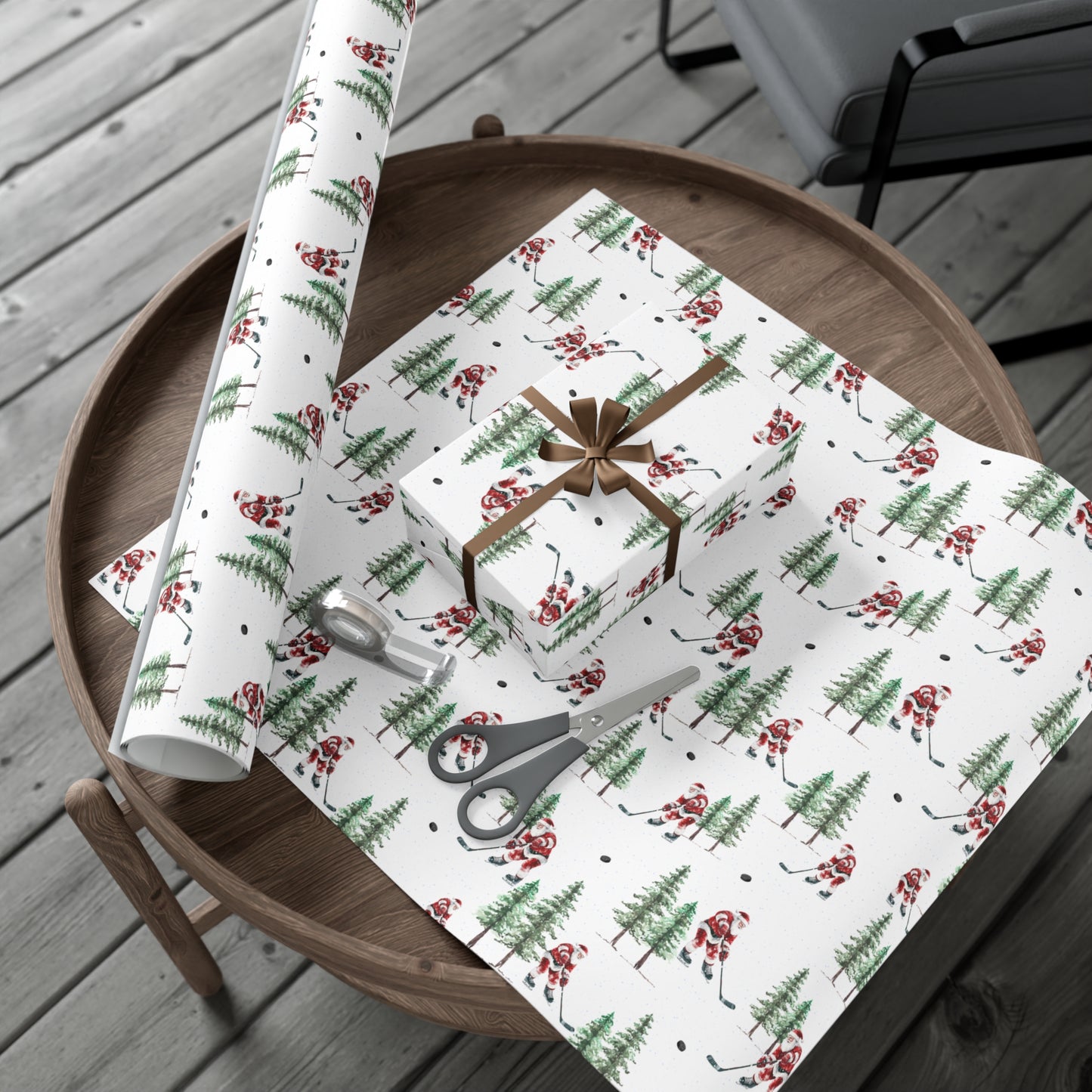 Copy of Hockey Santa Christmas Wrapping Paper, Hockey, Sports Gift Wrap, Wrapping Paper, Personalized, Christmas Gifts, Unique Gift, Santa Wrapping