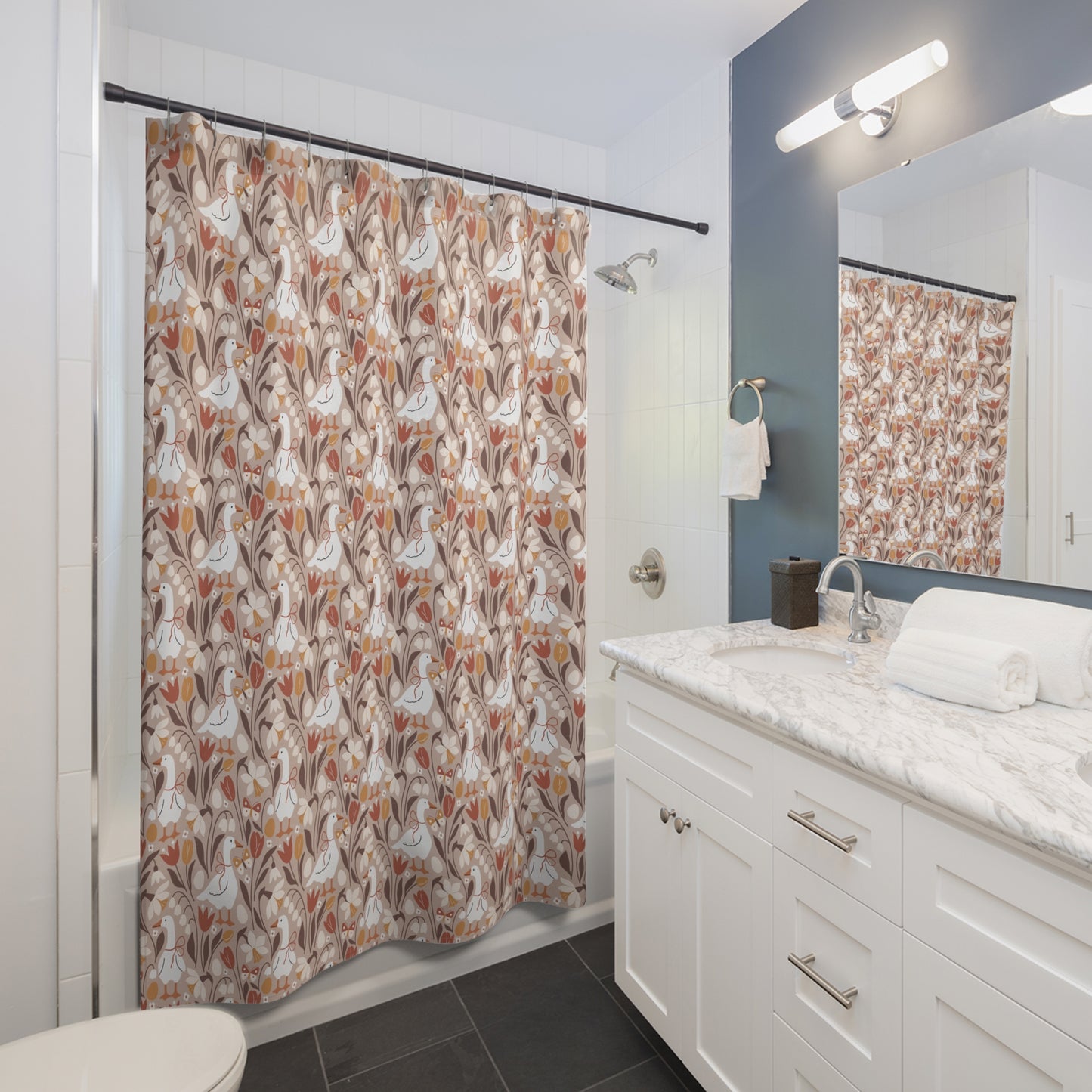 Autumn Geese Fall Botanical Shower Curtain