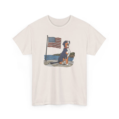 2025 New Summer Swissy Unisex Tshirt, Greater Swiss Mountain Dog Patriotic Flag Shirt, Cartoon Swissy Character