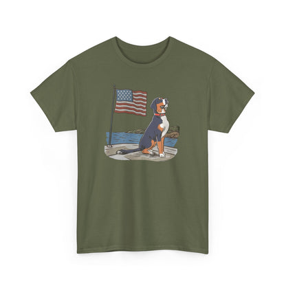 2025 New Summer Swissy Unisex Tshirt, Greater Swiss Mountain Dog Patriotic Flag Shirt, Cartoon Swissy Character