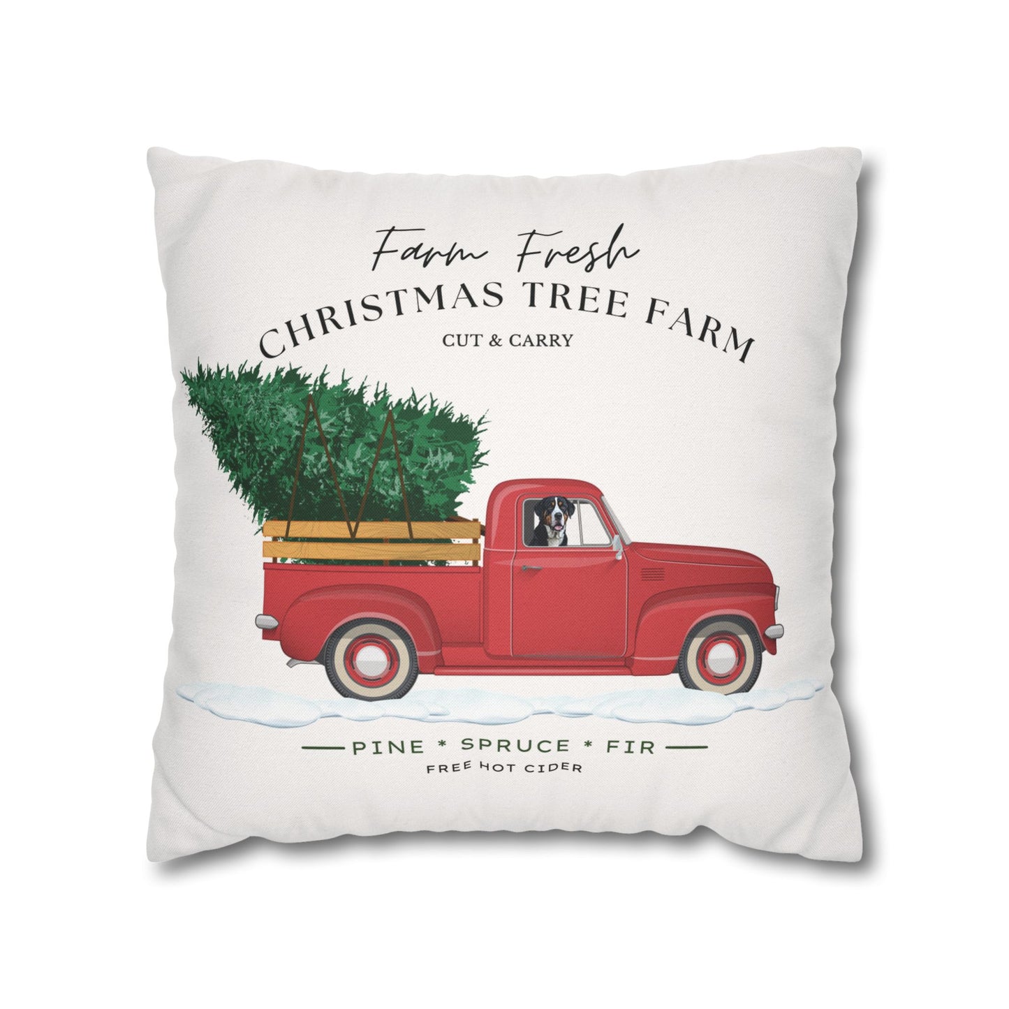 Christmas Swissy Tree Farm Pillow Cover, Double Sided Print