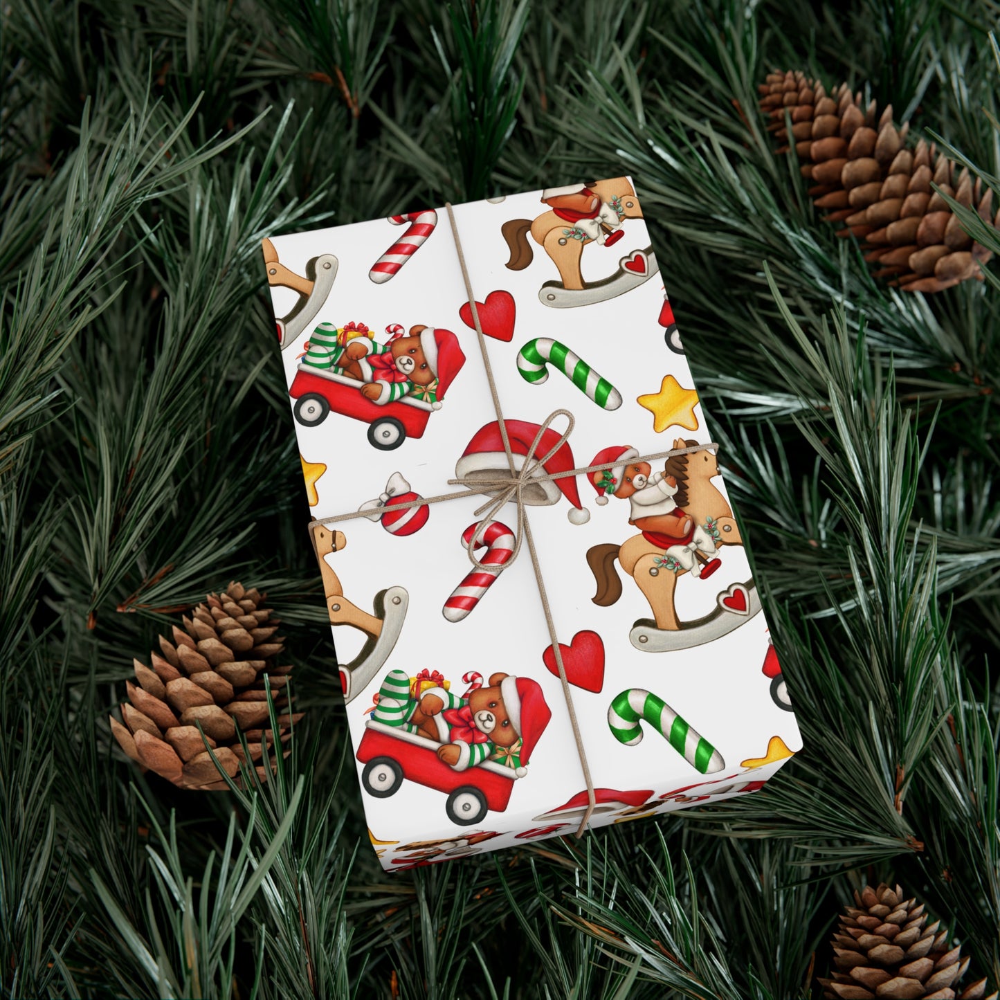 Retro 80's, 90's Christmas Children's Teddy Bear Wrapping Paper, Christmas Gift Wrap, Christmas Wrapping Paper, Christmas Gifts