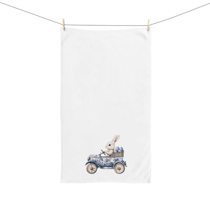 Chinoiserie Easter Toile Rabbit Hand Towel for Kitchen and Bath, Spring Home Decor, Easter, Cottage style, Elegant Easter