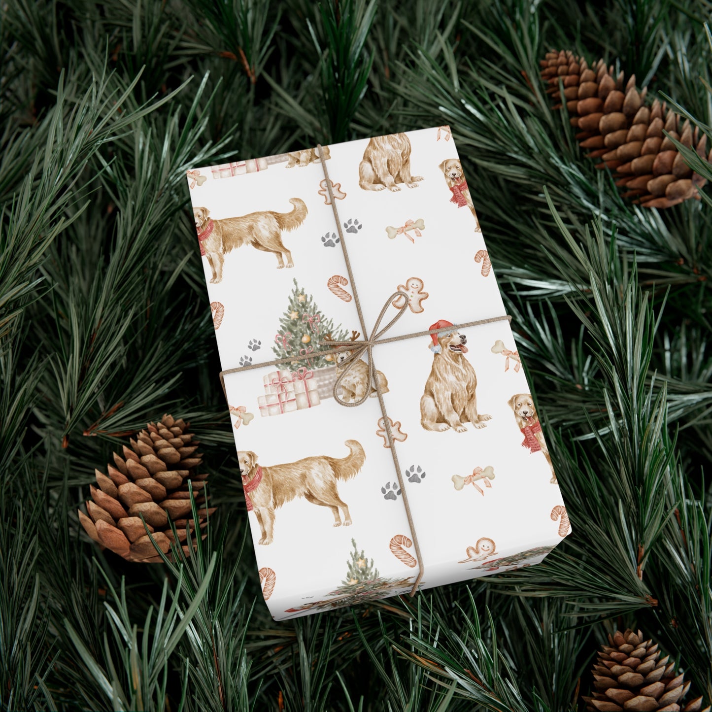 Golden Retriever Christmas Gift Wrap