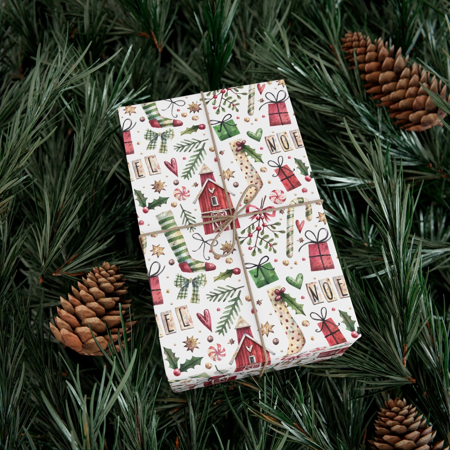 Hand drawn Vintage Christmas Gift Wrap