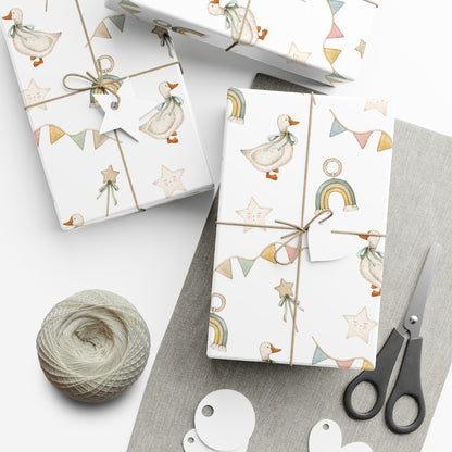 Neutral Goose Baby Shower Wrapping Paper, Baby Shower Wrapping Paper, Baby Shower Gift, Baby boy, Baby Girl, Baby Shower