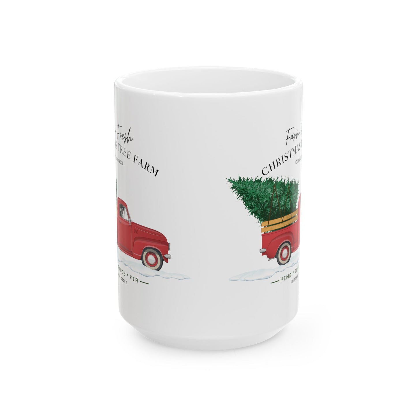 Swissy Christmas Tree Farm Ceramic Mug, (11oz, 15oz)