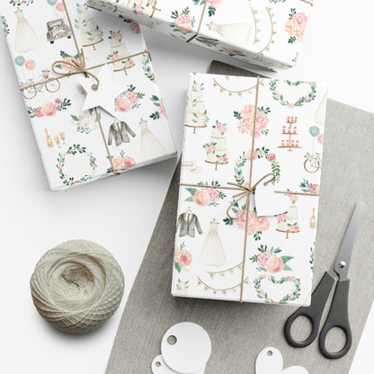 Just Married Wedding Wrapping Paper, Gifts for Bridal Shower, Gifts for Wedding, Special Occasion Gift Wrap Roll