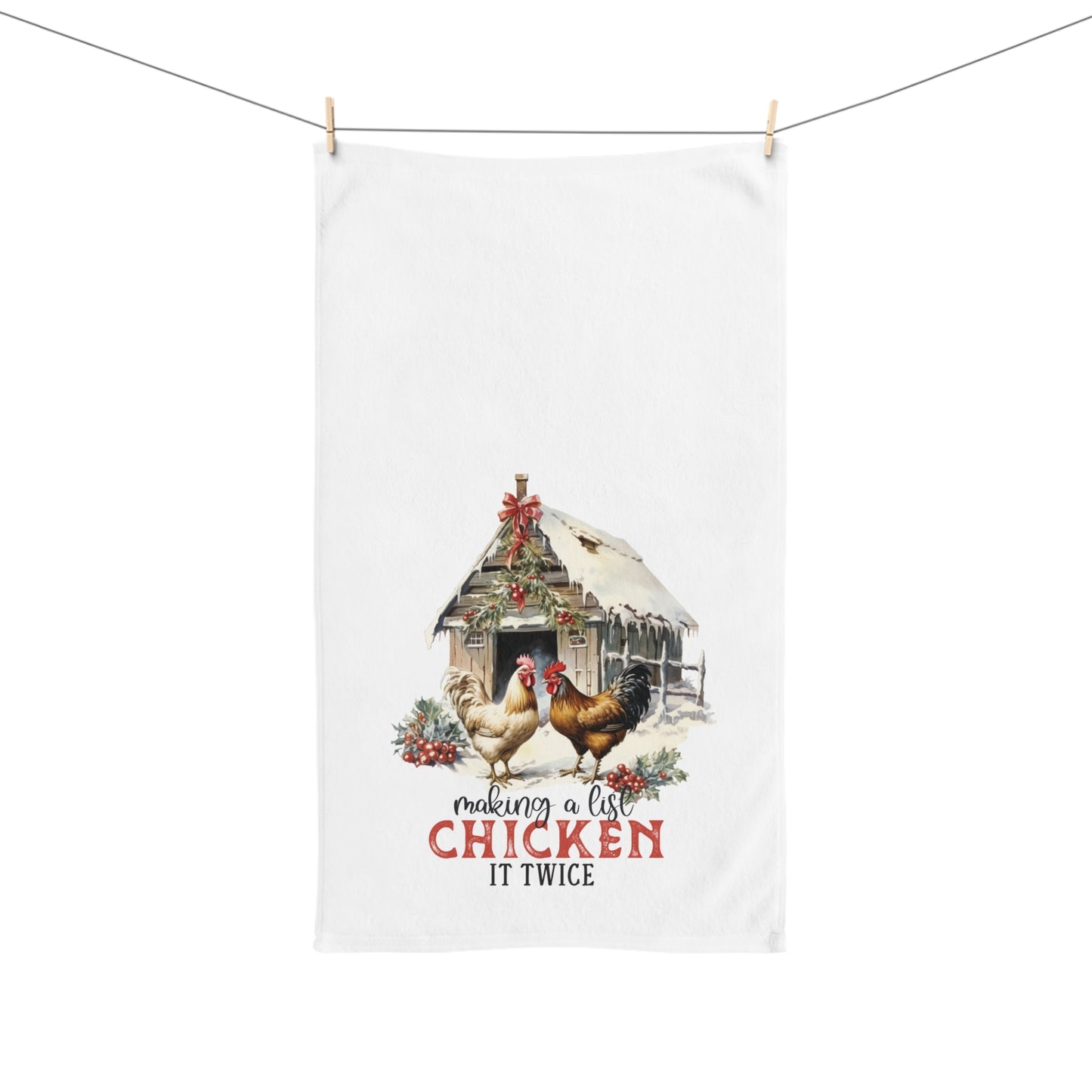 Christmas Chickens Hand Towel