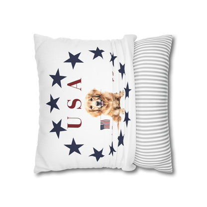 Double Sided Patriotic Golden Retriever Dog with 2 Different Summer Graphics