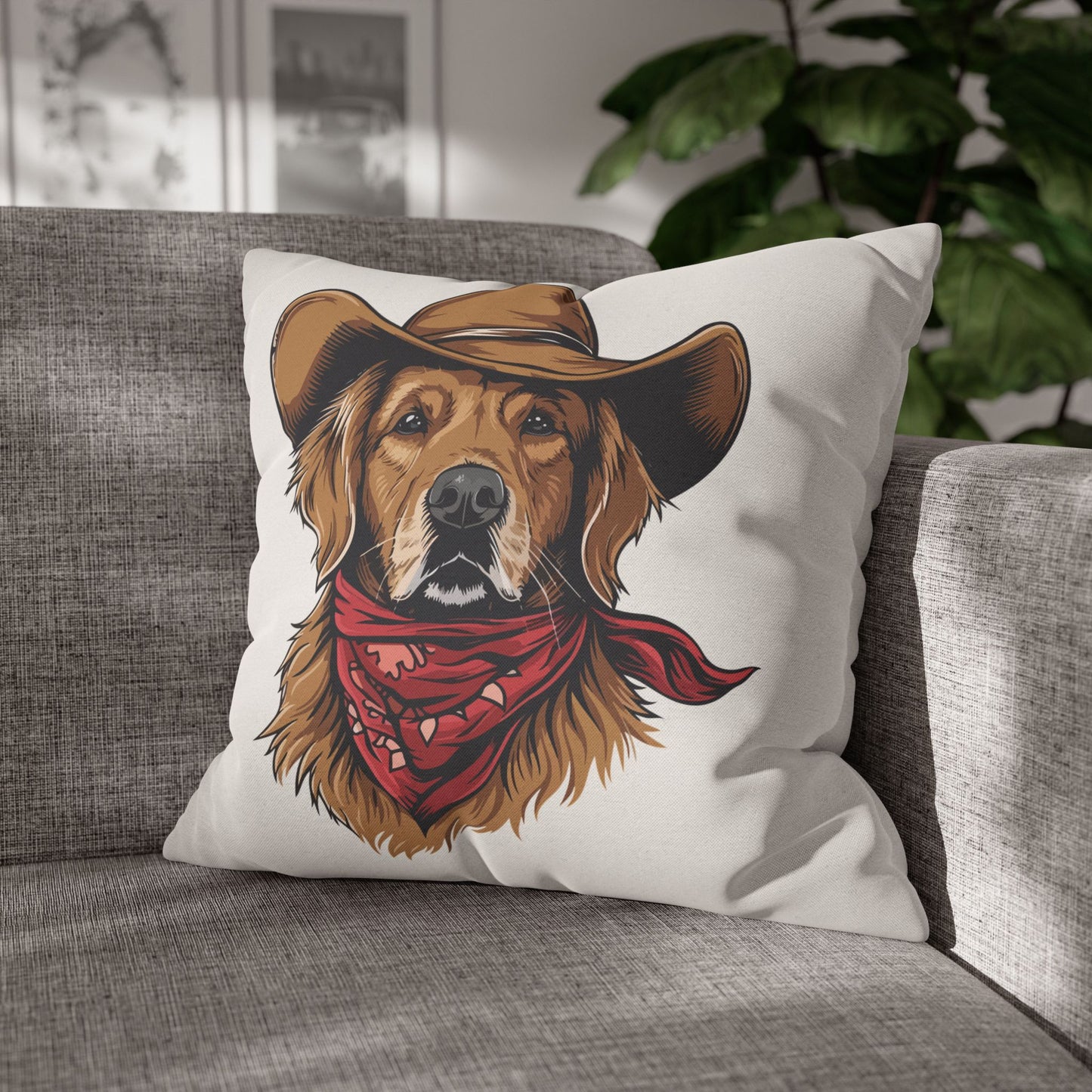 Golden Retriever, Western Cowboy, Double Sided Pillow Cover