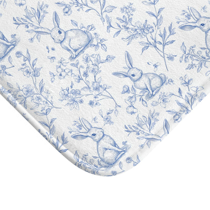 Premium Sketched Rabbit Toile Bath Rug Mat