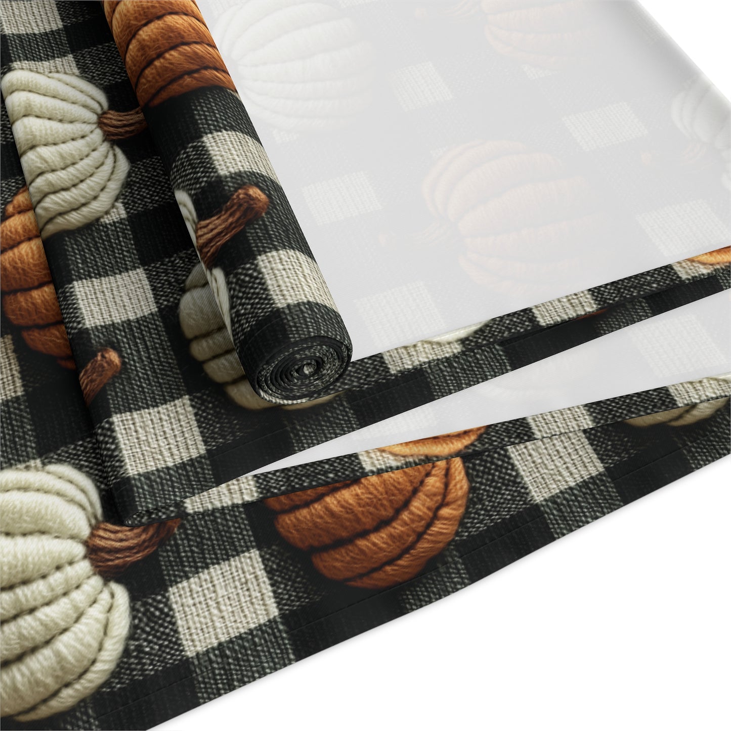 Fall Pumpkin Plaid Table Runner