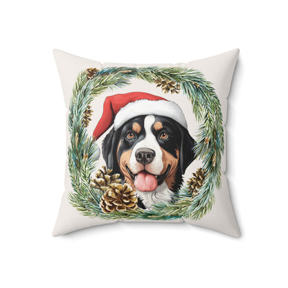 Swissy Double Sided, 2 Different Christmas designs, Throw Pillow, GSMD Christmas, Greater Swiss Mountain Dog Christmas Decor