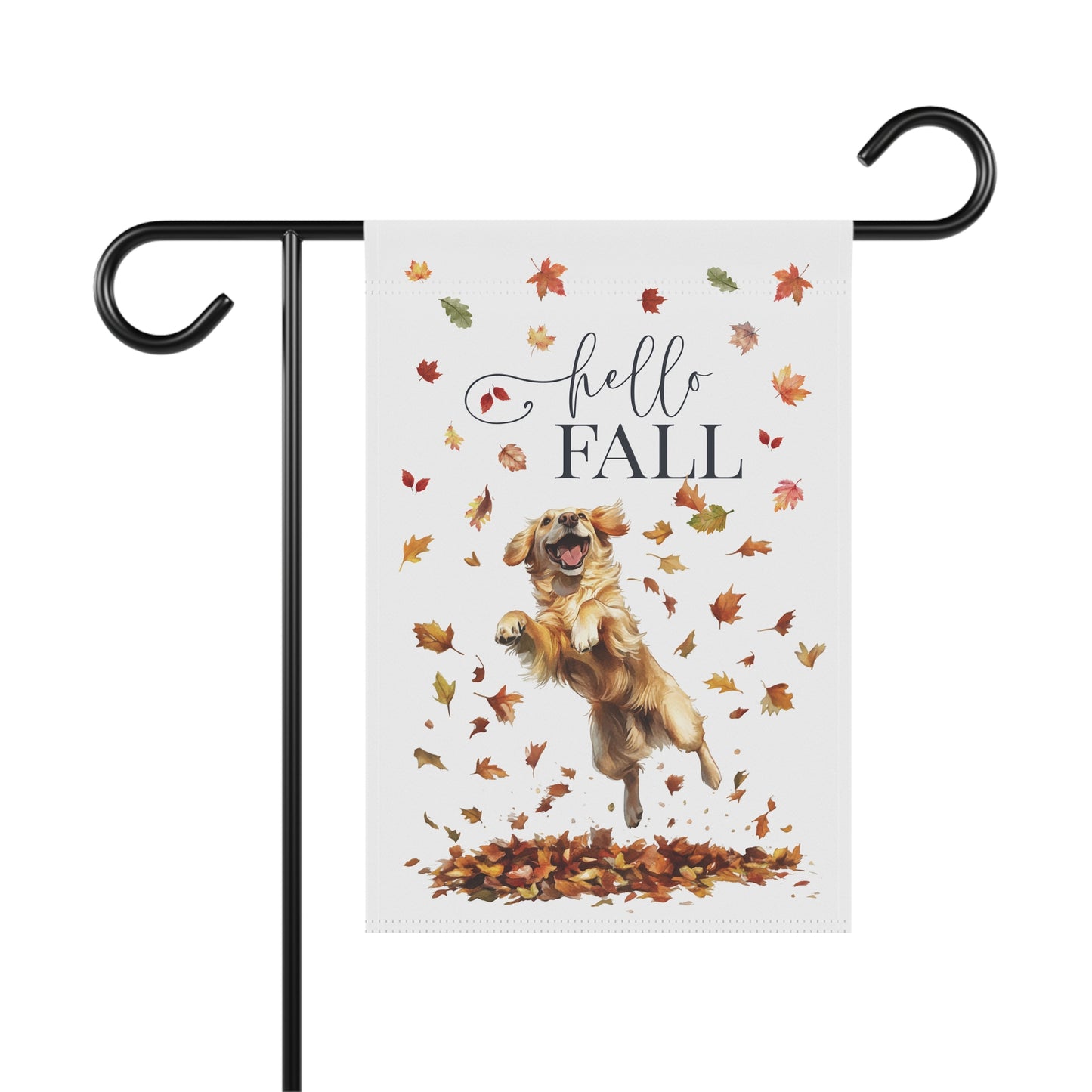 Hello Fall Golden Retriever Garden Flag