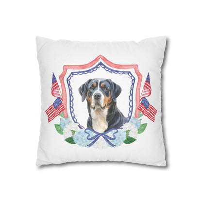 Summer Swissy in the USA, Greater Swiss Mountain Dog Pillow Cover, Hand Drawn, Double-Sided Graphics, Swissy, GSMD