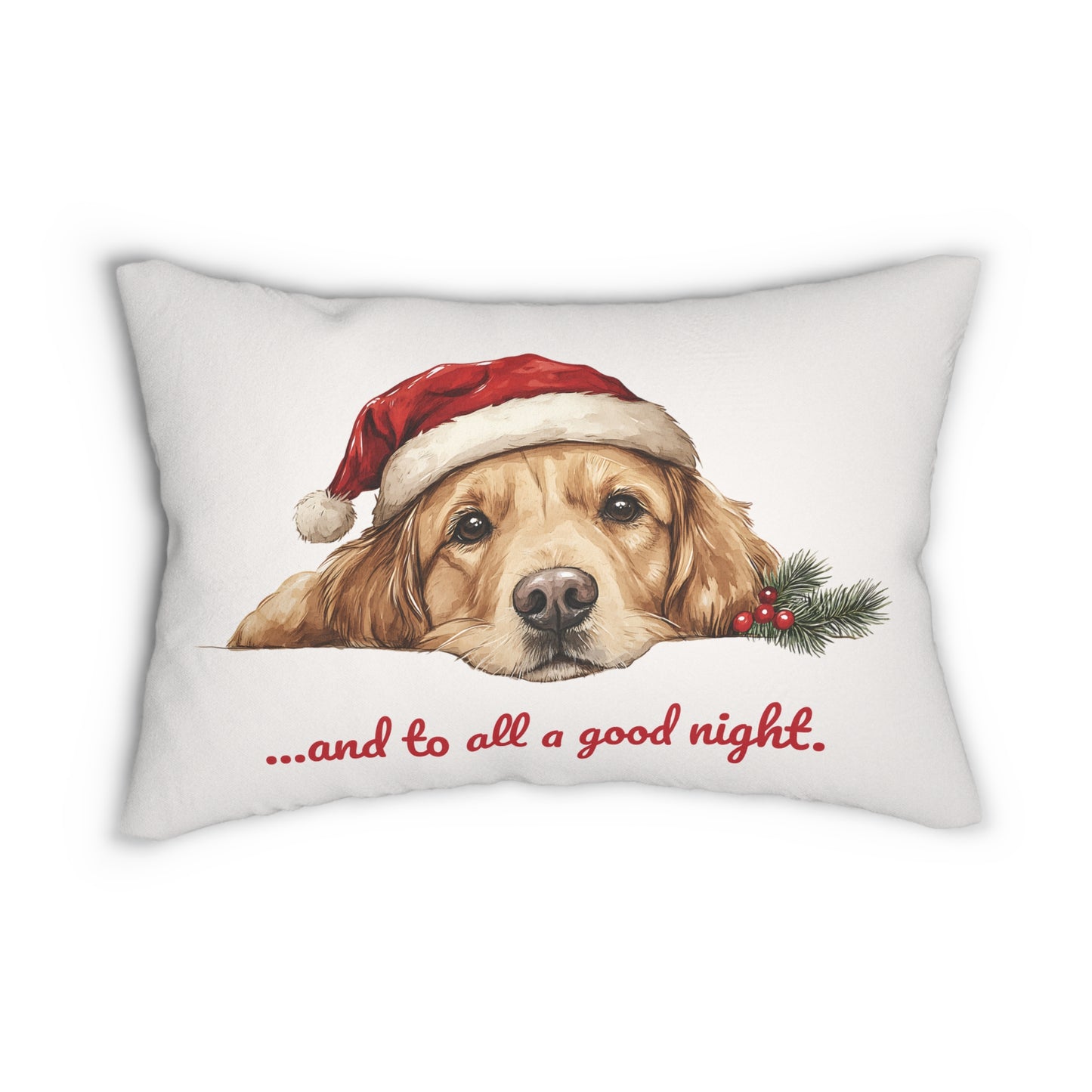 Golden Retriever Christmas Lumbar Pillow & Cover, Oversized Polyester Lumbar Pillow and Cover, Christmas Decor, Golden Retriever Christmas