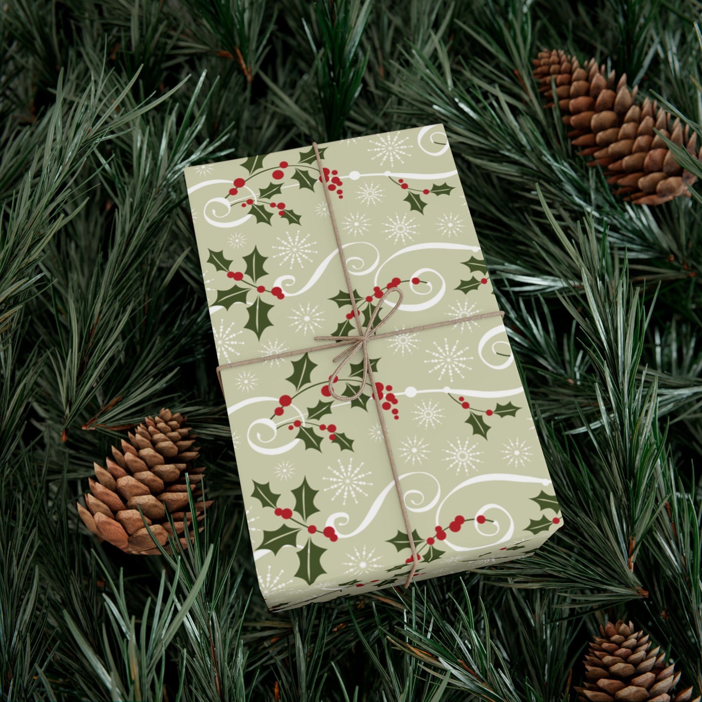 Evergreen Holly & Berries Christmas Wrapping