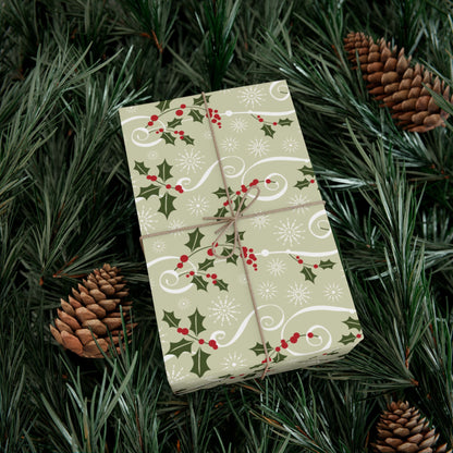 Evergreen Holly & Berries Christmas Wrapping