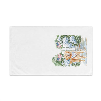Golden Retriever Summer Patriotic Hand Towel for Bath and Kitchen