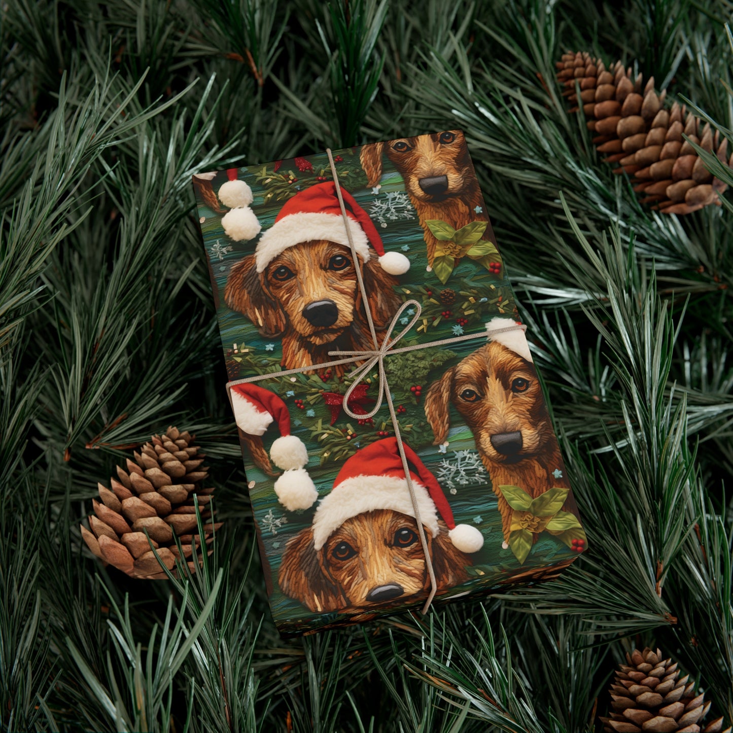 Faux 3D Christmas Dogs